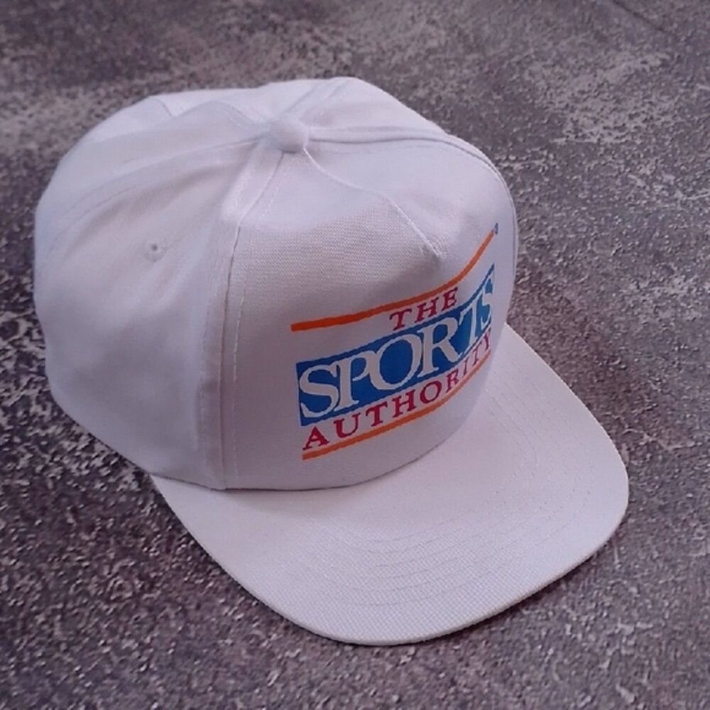 Vintage 90s The Sports Authority White Cap Snap Back - Picture 5 of 9